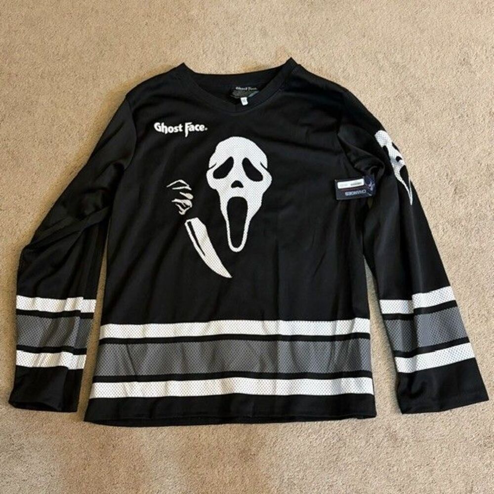 NWT Ghost Face Icon Of Halloween #96 Scream Horror Black Hockey Jersey Size M
